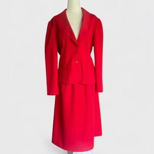 Vintage 80’s Red Blazer and Skirt set women’s Largr